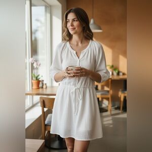 Old Navy Cream Button-Front Mini Dress